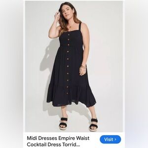 Torrid Black Midi Chiffon Dress. Size 2